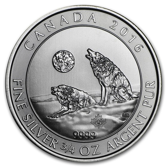 2016 Canada 3/4 oz Silver Howling Wolves BU 2016 Canada 3/4 oz Silver Howling Wolves BU